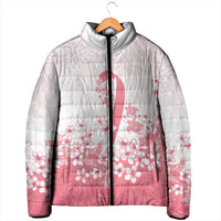 Breast Cancer Awareness Polynesian Padded Jacket Floral Pink Ribbon