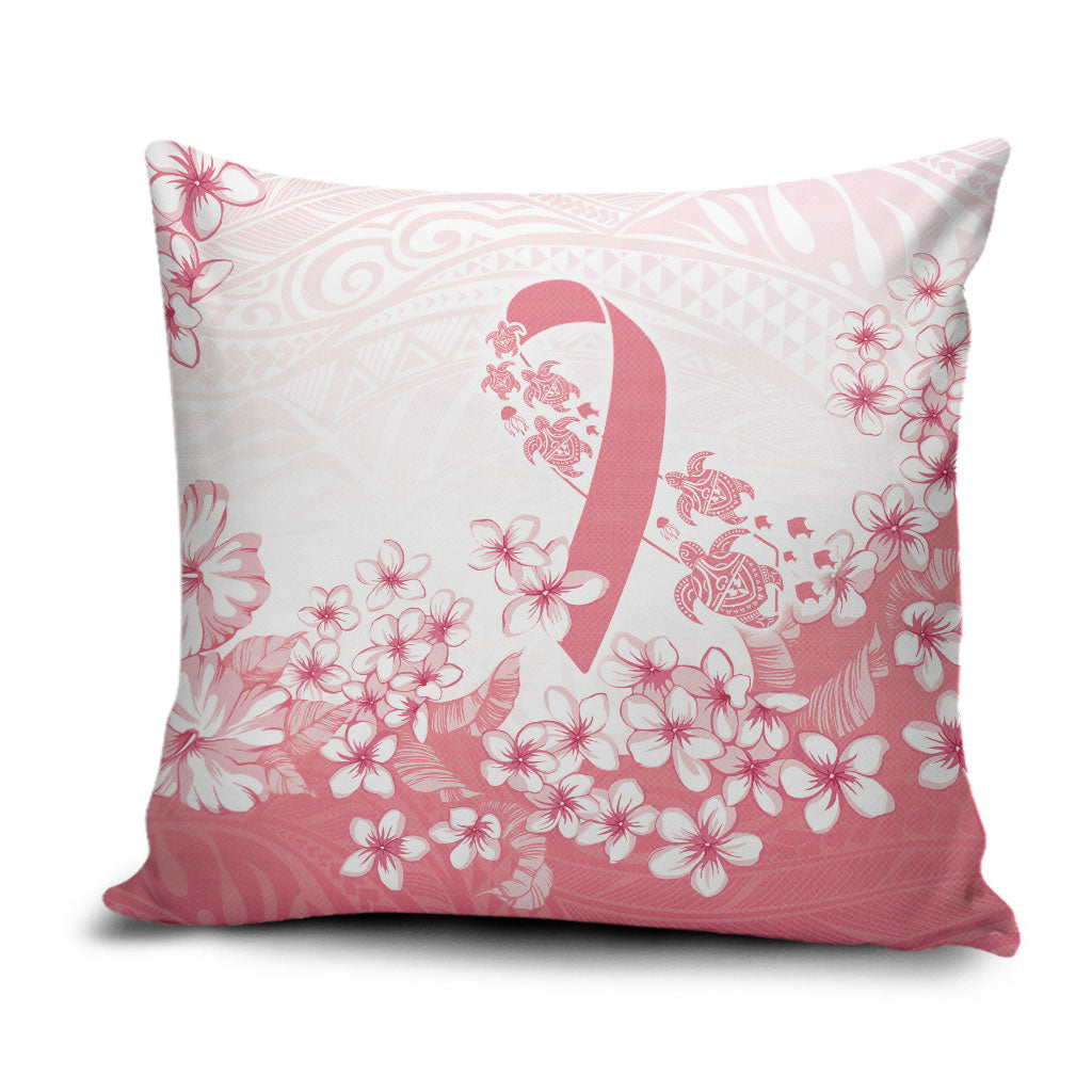 Breast Cancer Awareness Polynesian Pillow Cover Floral Pink Ribbon