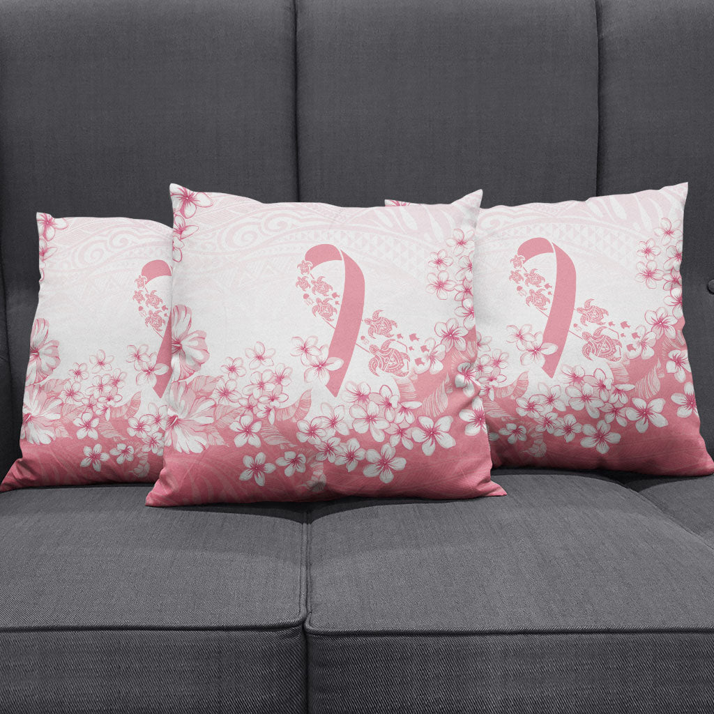 Breast Cancer Awareness Polynesian Pillow Cover Floral Pink Ribbon