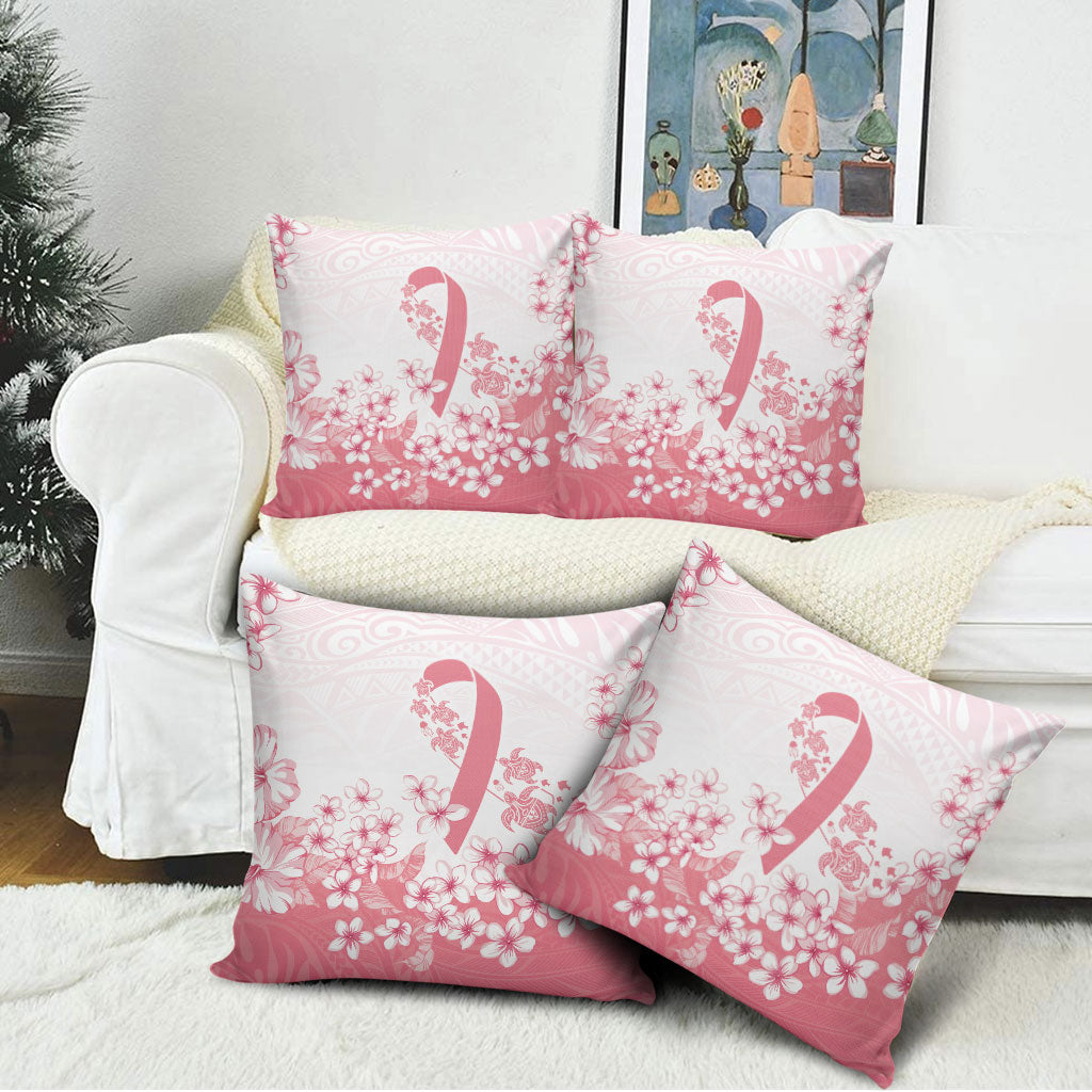 Breast Cancer Awareness Polynesian Pillow Cover Floral Pink Ribbon