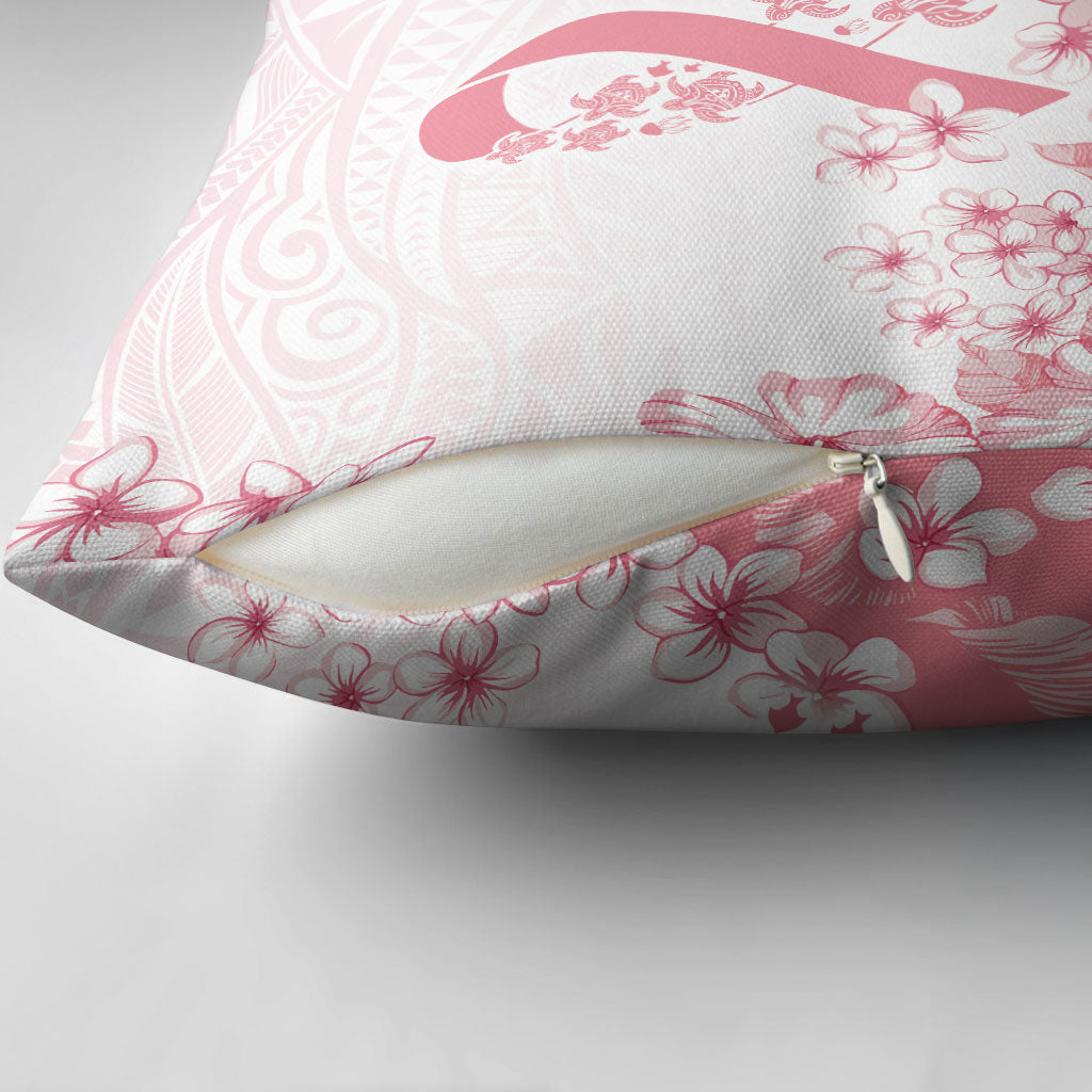 Breast Cancer Awareness Polynesian Pillow Cover Floral Pink Ribbon
