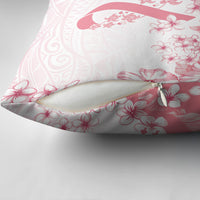 Breast Cancer Awareness Polynesian Pillow Cover Floral Pink Ribbon