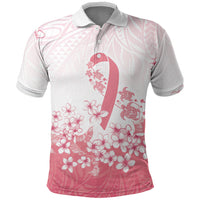 Breast Cancer Awareness Polynesian Polo Shirt Floral Pink Ribbon
