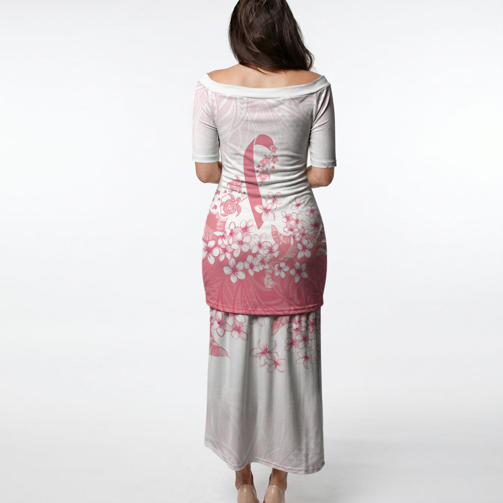Breast Cancer Awareness Polynesian Puletasi Floral Pink Ribbon