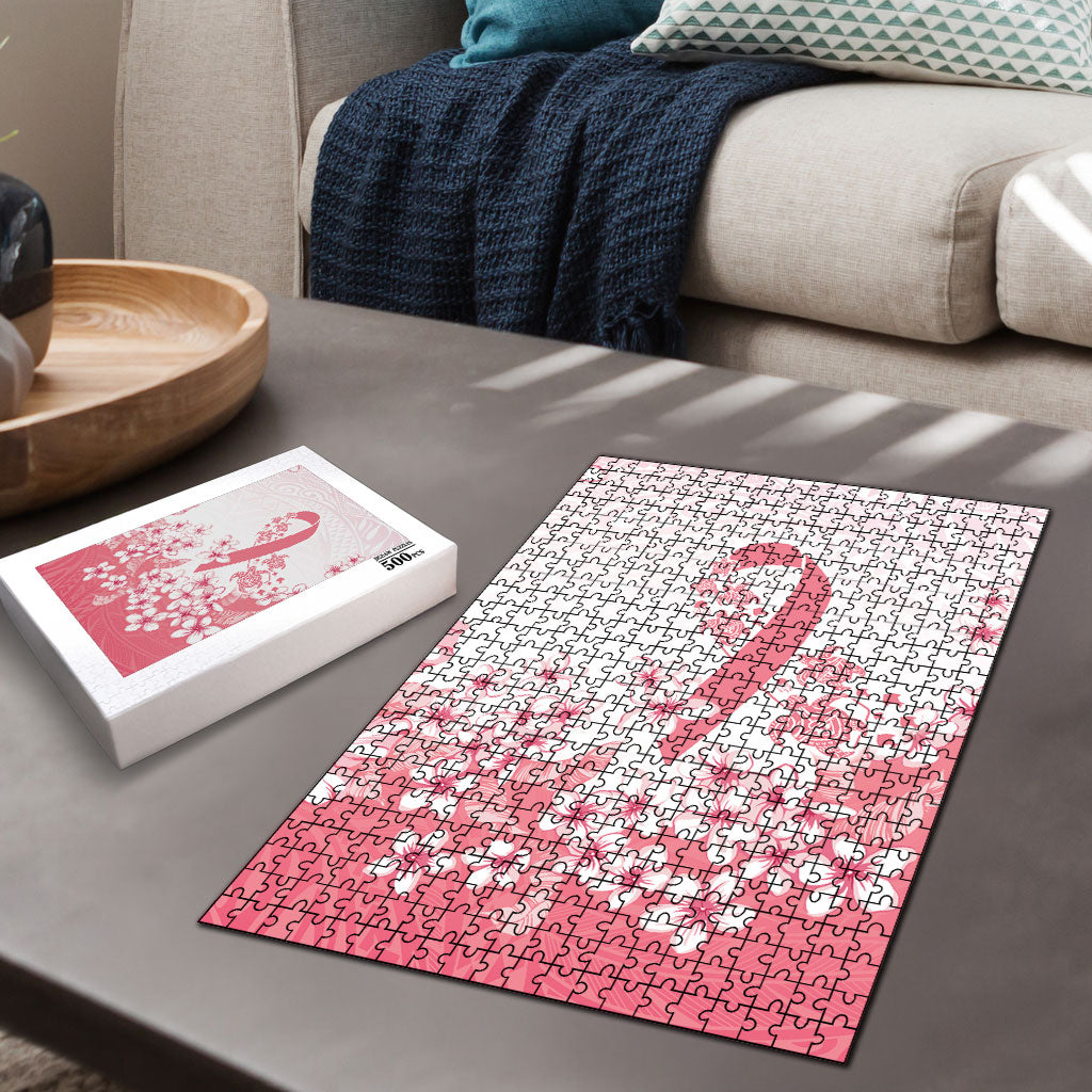 Breast Cancer Awareness Polynesian Puzzle Floral Pink Ribbon
