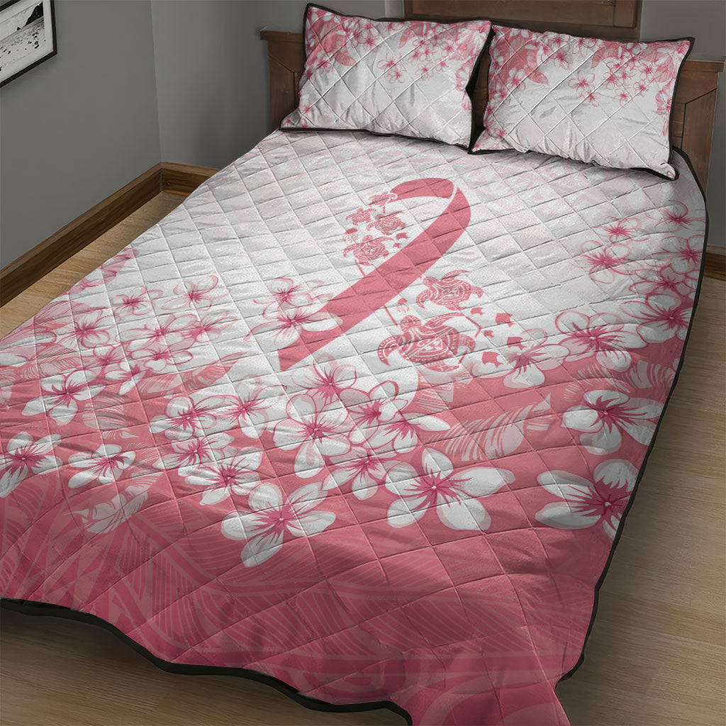 Breast Cancer Awareness Polynesian Quilt Bed Set Floral Pink Ribbon