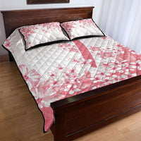 Breast Cancer Awareness Polynesian Quilt Bed Set Floral Pink Ribbon