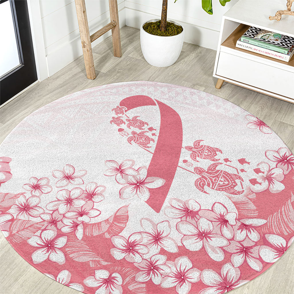 Breast Cancer Awareness Polynesian Round Carpet Floral Pink Ribbon