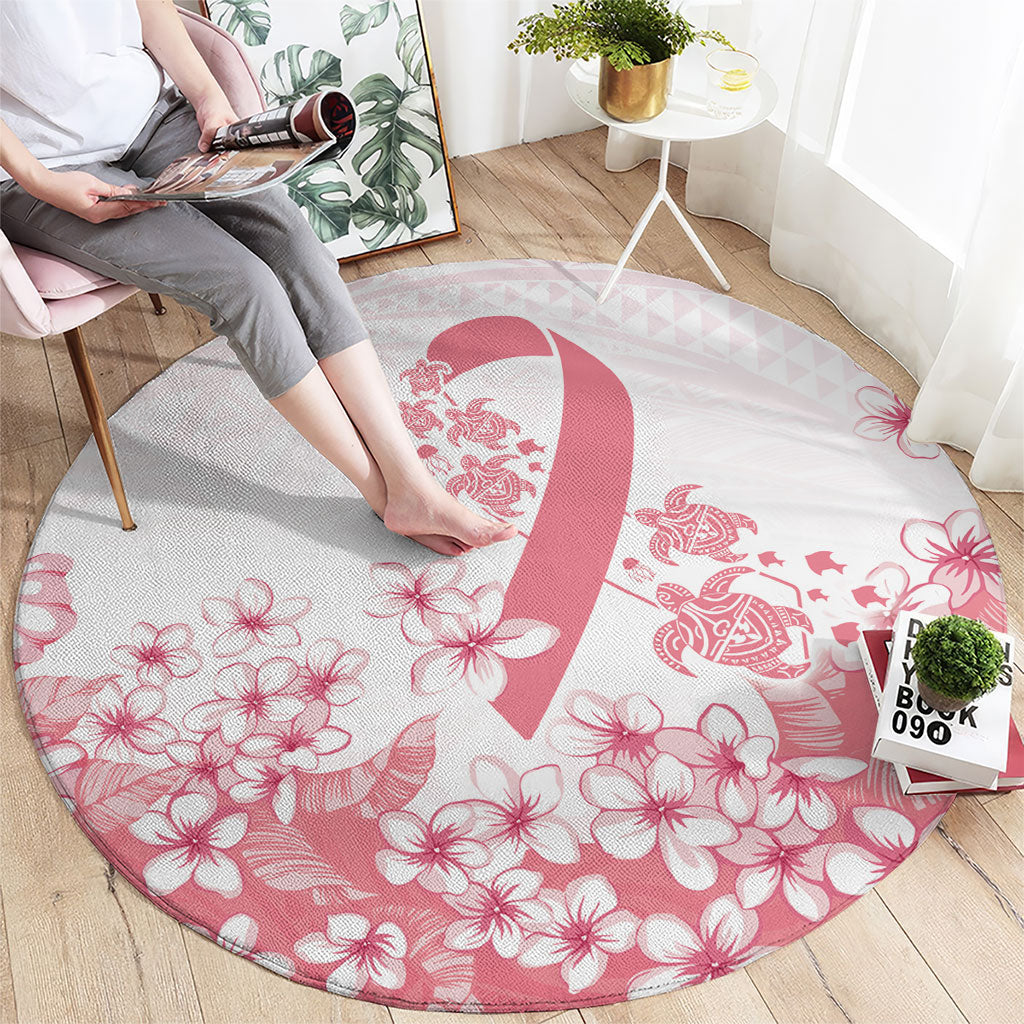 Breast Cancer Awareness Polynesian Round Carpet Floral Pink Ribbon