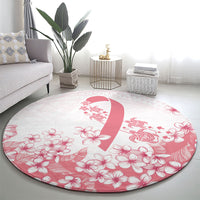 Breast Cancer Awareness Polynesian Round Carpet Floral Pink Ribbon