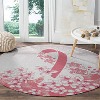 Breast Cancer Awareness Polynesian Round Carpet Floral Pink Ribbon