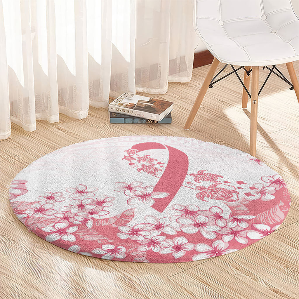 Breast Cancer Awareness Polynesian Round Carpet Floral Pink Ribbon