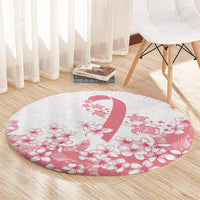 Breast Cancer Awareness Polynesian Round Carpet Floral Pink Ribbon