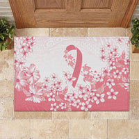 Breast Cancer Awareness Polynesian Rubber Doormat Floral Pink Ribbon