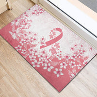 Breast Cancer Awareness Polynesian Rubber Doormat Floral Pink Ribbon