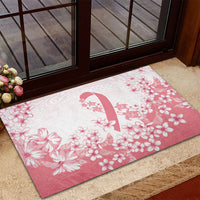 Breast Cancer Awareness Polynesian Rubber Doormat Floral Pink Ribbon