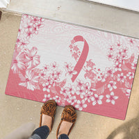 Breast Cancer Awareness Polynesian Rubber Doormat Floral Pink Ribbon
