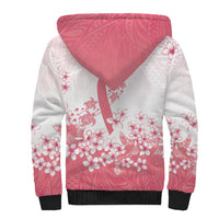 Breast Cancer Awareness Polynesian Sherpa Hoodie Floral Pink Ribbon