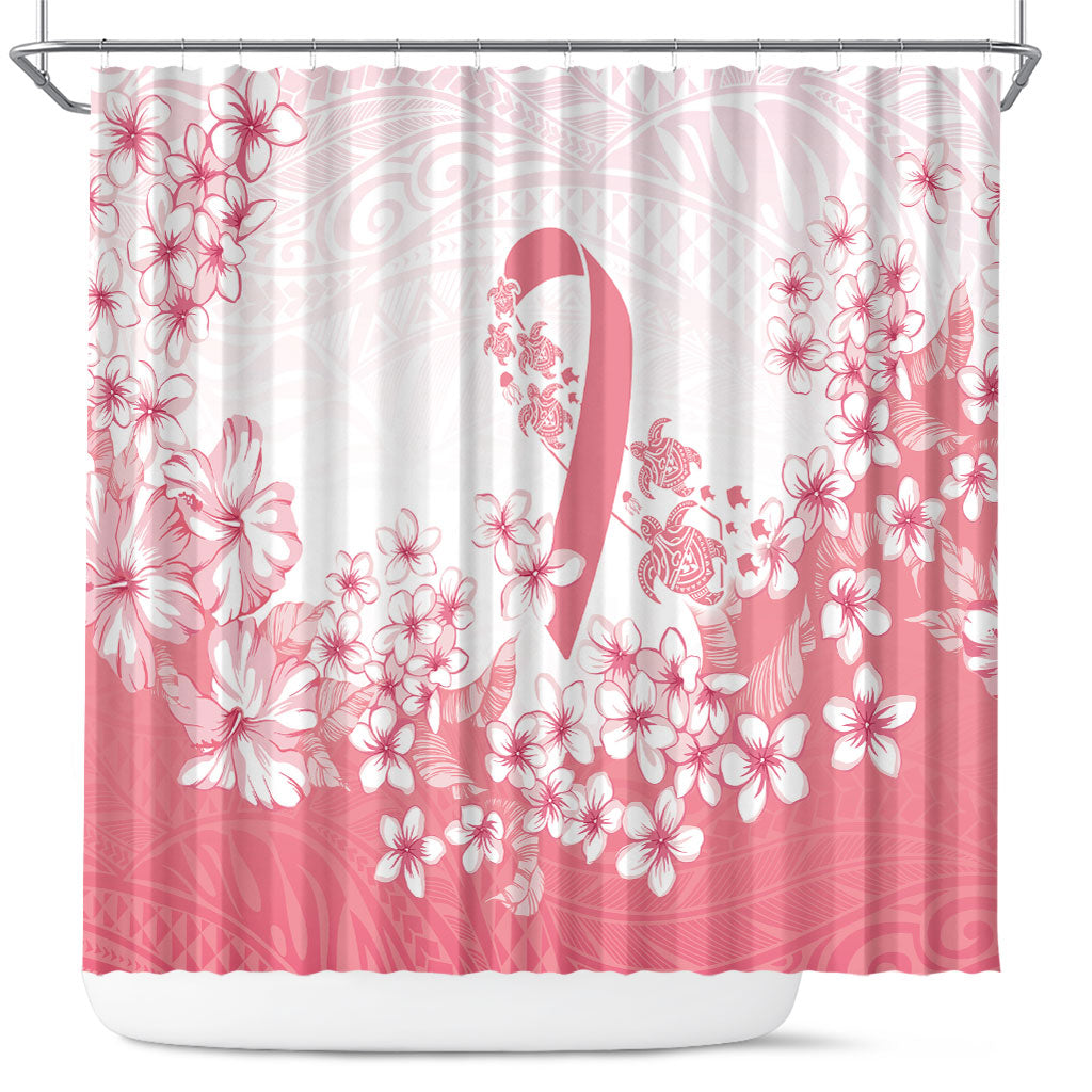 Breast Cancer Awareness Polynesian Shower Curtain Floral Pink Ribbon
