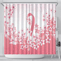 Breast Cancer Awareness Polynesian Shower Curtain Floral Pink Ribbon