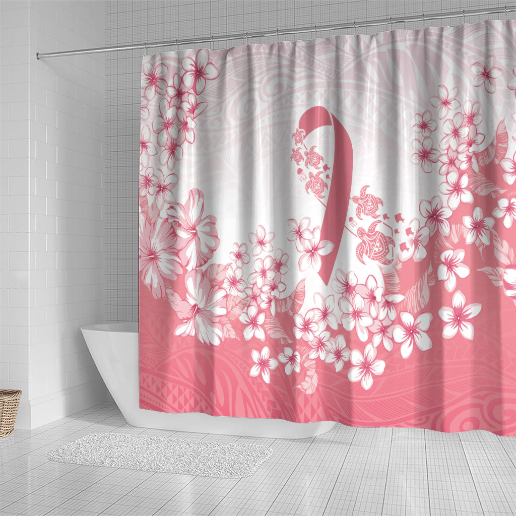 Breast Cancer Awareness Polynesian Shower Curtain Floral Pink Ribbon
