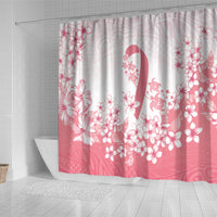 Breast Cancer Awareness Polynesian Shower Curtain Floral Pink Ribbon