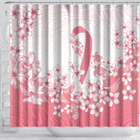 Breast Cancer Awareness Polynesian Shower Curtain Floral Pink Ribbon