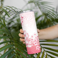 Breast Cancer Awareness Polynesian Skinny Tumbler Floral Pink Ribbon