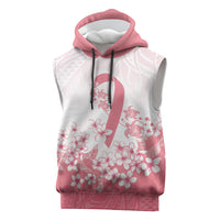 Breast Cancer Awareness Polynesian Sleeveless Hoodie Floral Pink Ribbon