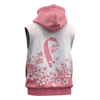Breast Cancer Awareness Polynesian Sleeveless Hoodie Floral Pink Ribbon