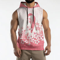 Breast Cancer Awareness Polynesian Sleeveless Hoodie Floral Pink Ribbon