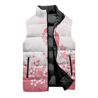 Breast Cancer Awareness Polynesian Sleeveless Puffer Jacket Floral Pink Ribbon
