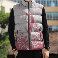 Breast Cancer Awareness Polynesian Sleeveless Puffer Jacket Floral Pink Ribbon