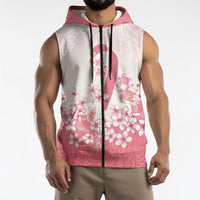 Breast Cancer Awareness Polynesian Sleeveless Zip Hoodie Floral Pink Ribbon