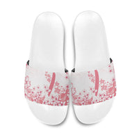Breast Cancer Awareness Polynesian Slide Sandals Floral Pink Ribbon