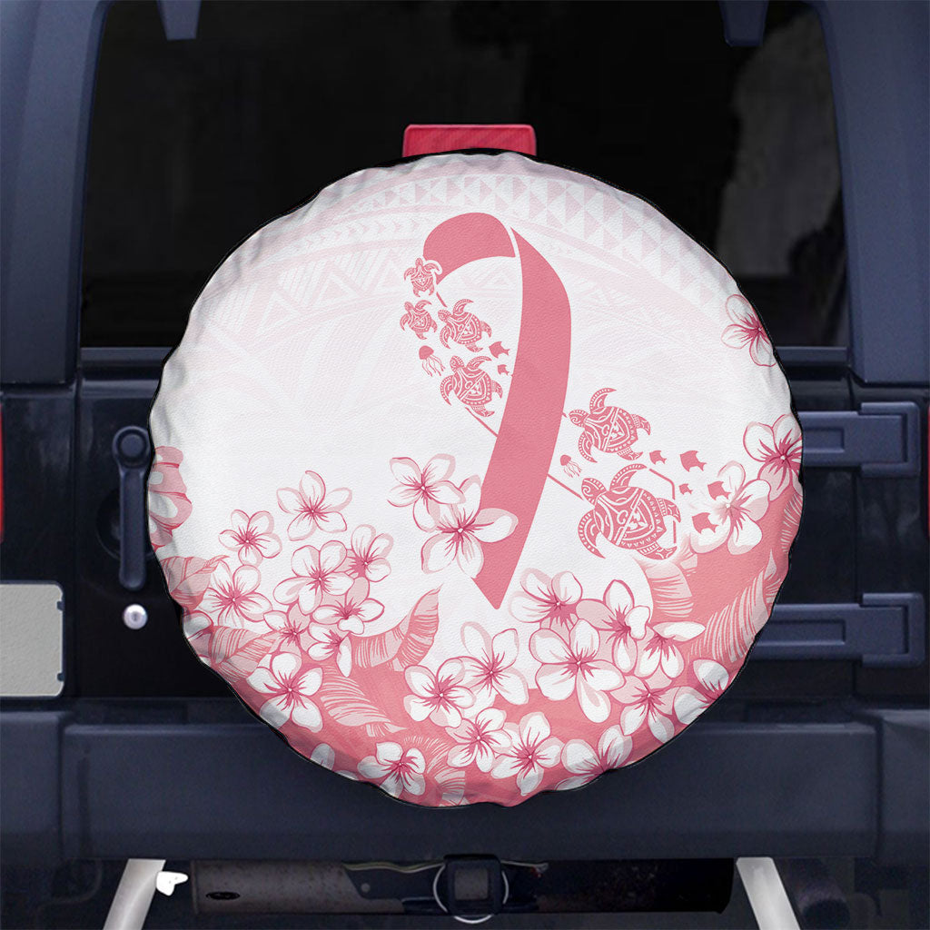 Breast Cancer Awareness Polynesian Spare Tire Cover Floral Pink Ribbon