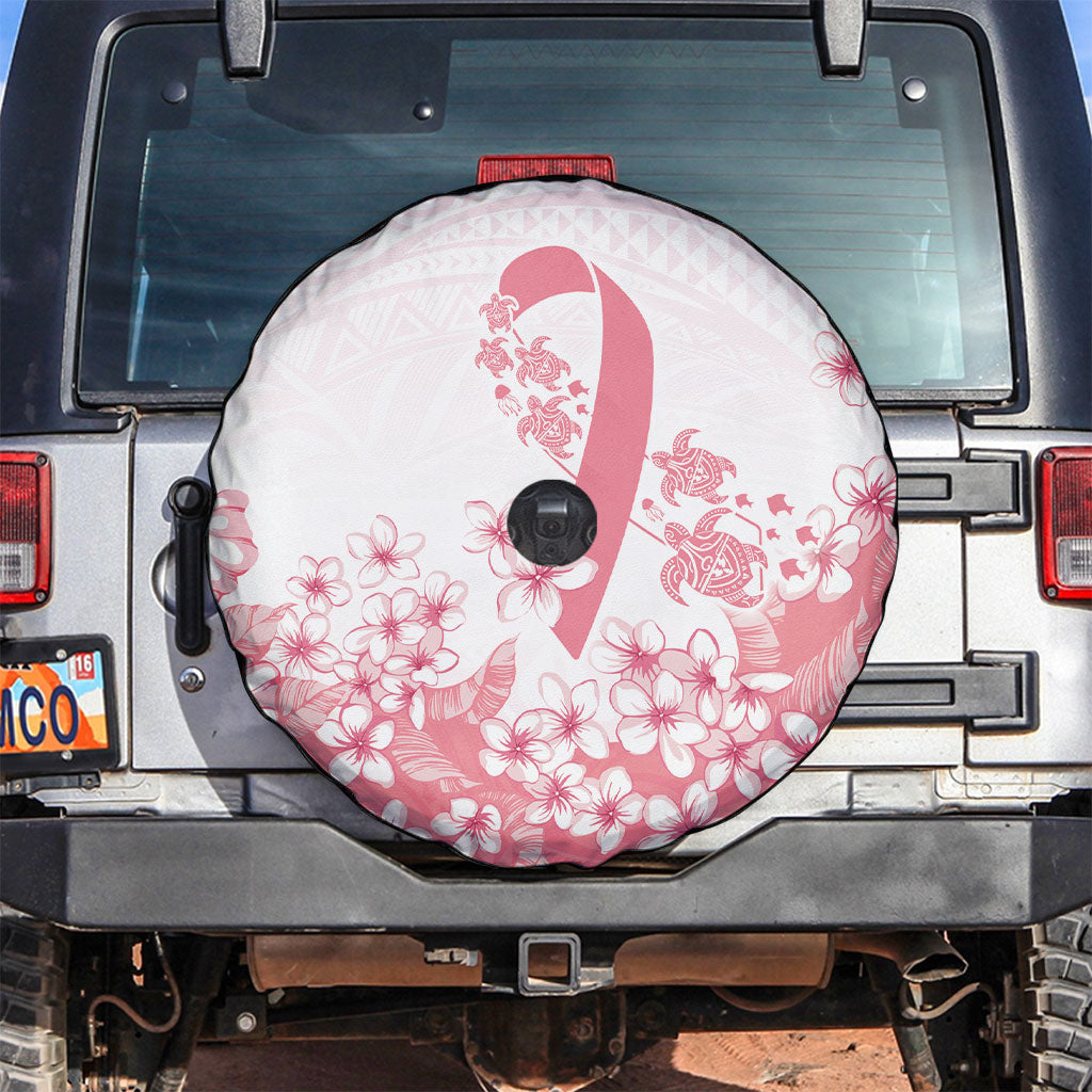Breast Cancer Awareness Polynesian Spare Tire Cover Floral Pink Ribbon