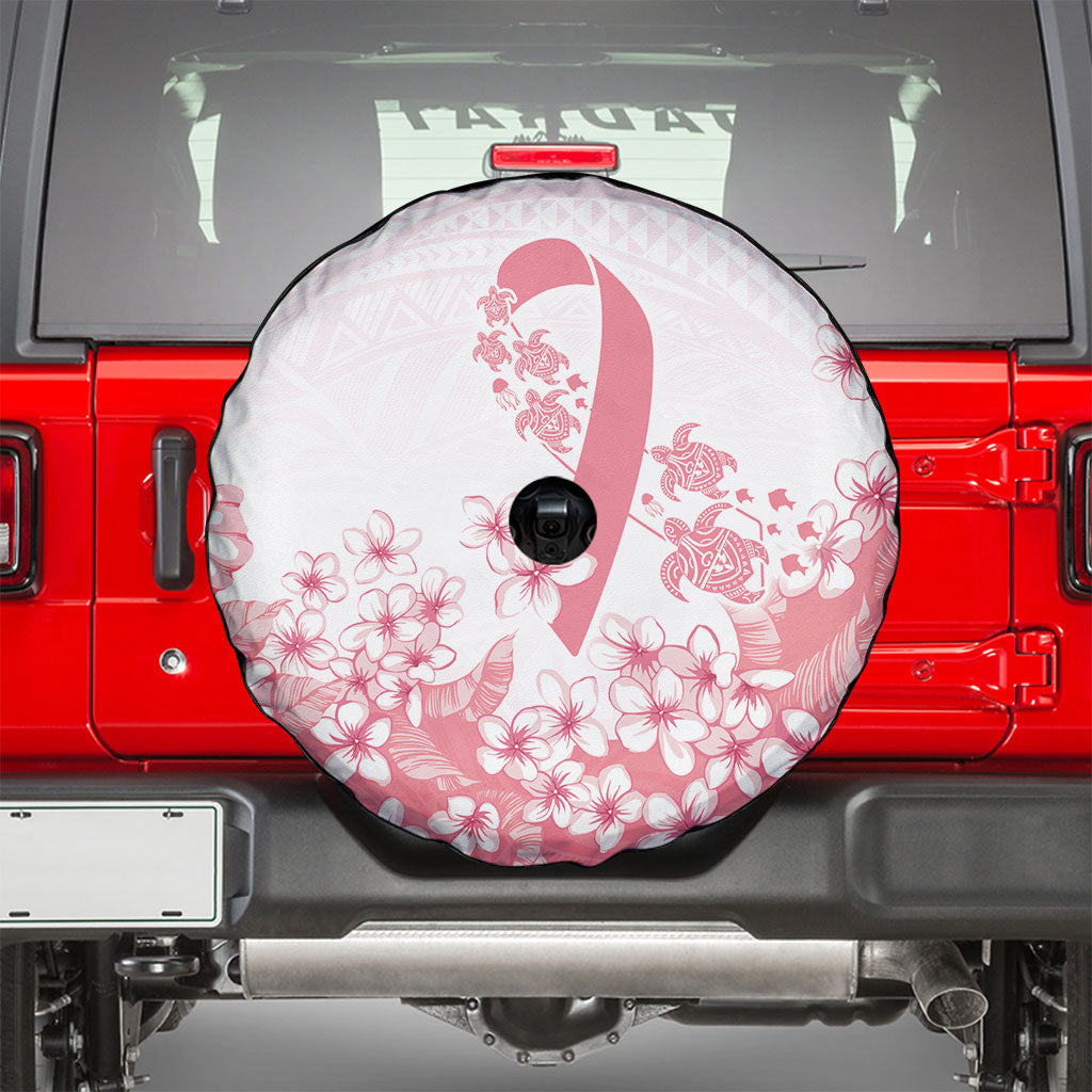 Breast Cancer Awareness Polynesian Spare Tire Cover Floral Pink Ribbon