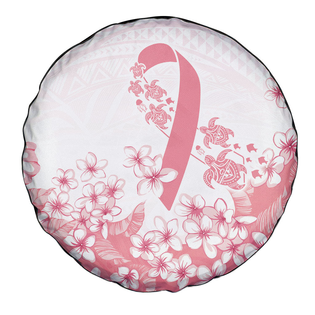Breast Cancer Awareness Polynesian Spare Tire Cover Floral Pink Ribbon