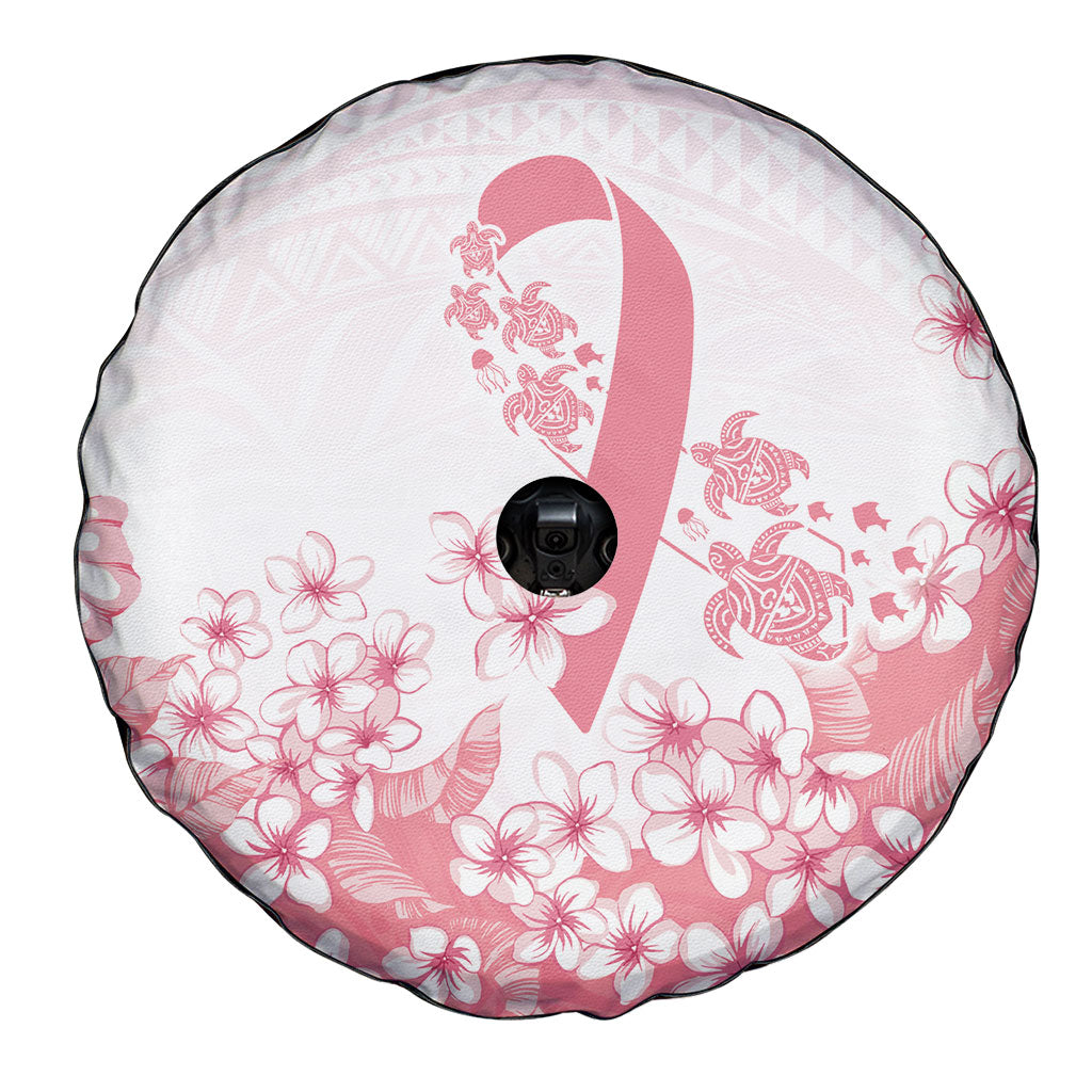 Breast Cancer Awareness Polynesian Spare Tire Cover Floral Pink Ribbon