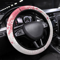 Breast Cancer Awareness Polynesian Steering Wheel Cover Floral Pink Ribbon