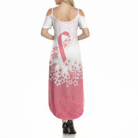 Breast Cancer Awareness Polynesian Summer Maxi Dress Floral Pink Ribbon