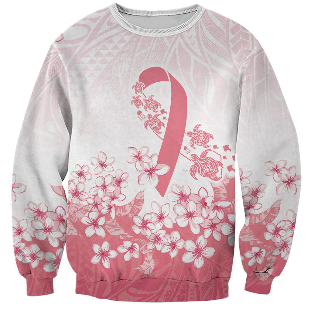 Breast Cancer Awareness Polynesian Sweatshirt Floral Pink Ribbon