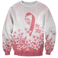 Breast Cancer Awareness Polynesian Sweatshirt Floral Pink Ribbon
