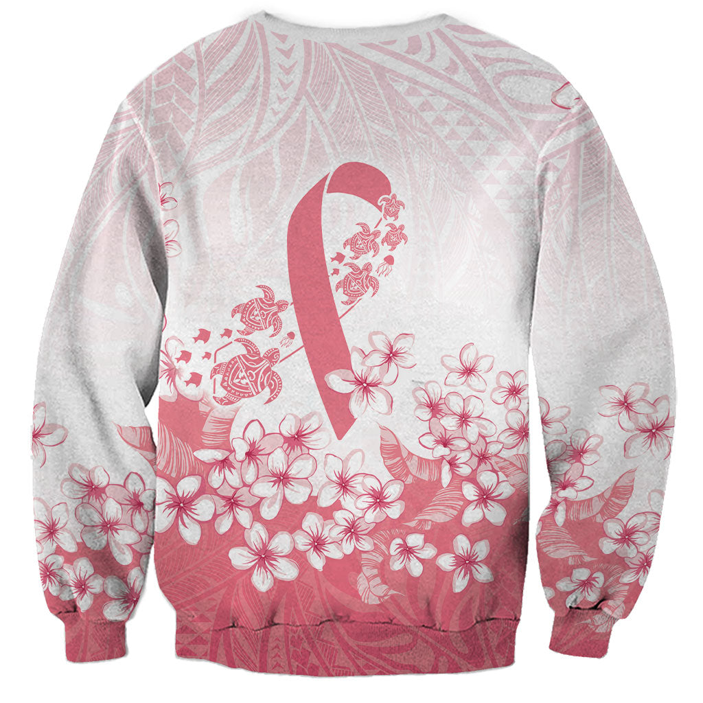 Breast Cancer Awareness Polynesian Sweatshirt Floral Pink Ribbon