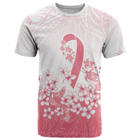Breast Cancer Awareness Polynesian T Shirt Floral Pink Ribbon