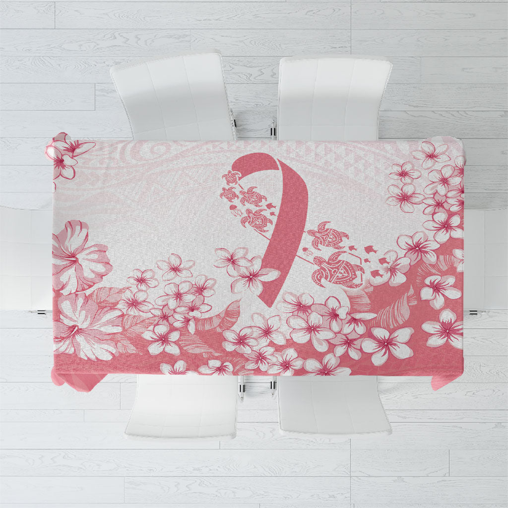 Breast Cancer Awareness Polynesian Tablecloth Floral Pink Ribbon