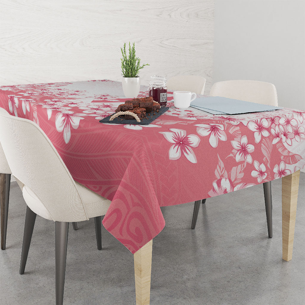 Breast Cancer Awareness Polynesian Tablecloth Floral Pink Ribbon