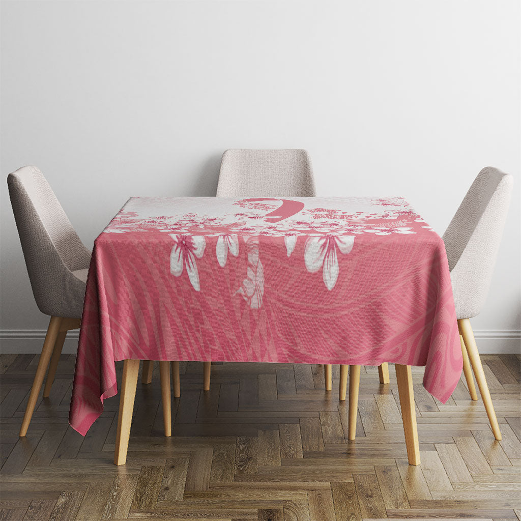 Breast Cancer Awareness Polynesian Tablecloth Floral Pink Ribbon
