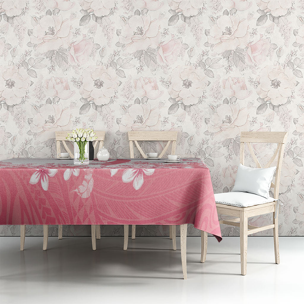 Breast Cancer Awareness Polynesian Tablecloth Floral Pink Ribbon